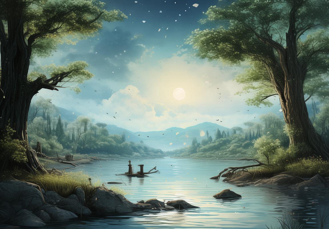 梦回江畔：时光穿越中的儿时记忆画卷