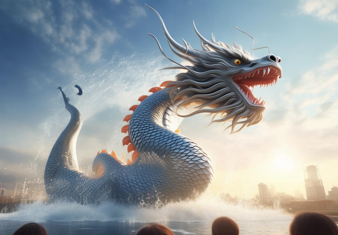长春现60米巨龙出水，神话再现长春城上空