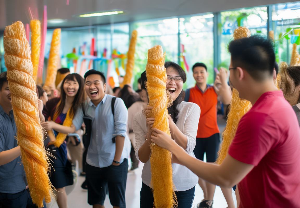 腾讯员工巨型甘蔗大挑战，场面热闹非凡