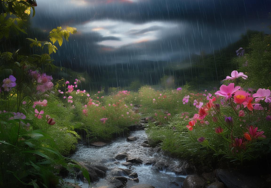 梦幻花园：暴雨中的视觉盛宴与诗意漫步