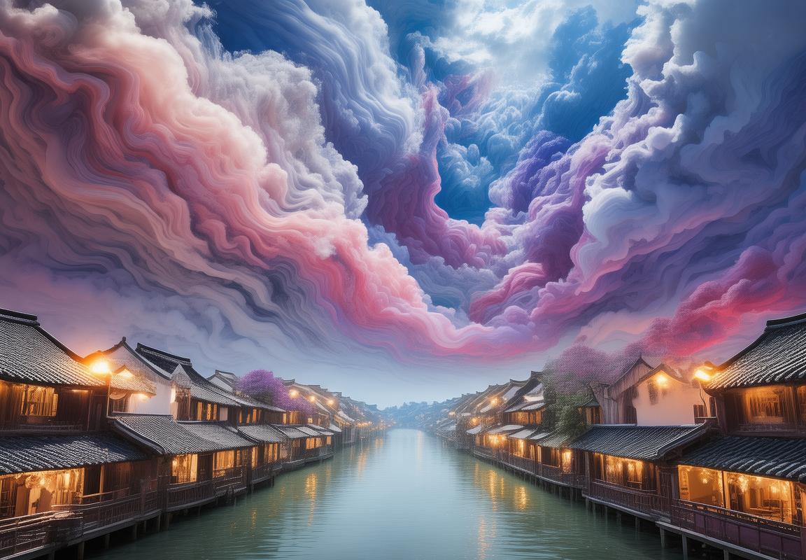 江南水乡诗意画卷：天空云彩翻滚，景致心醉