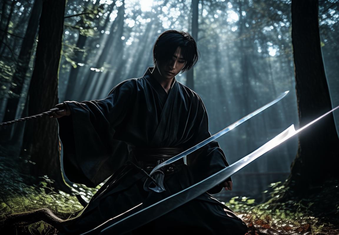森林月华下剑士三少华丽剑术表演