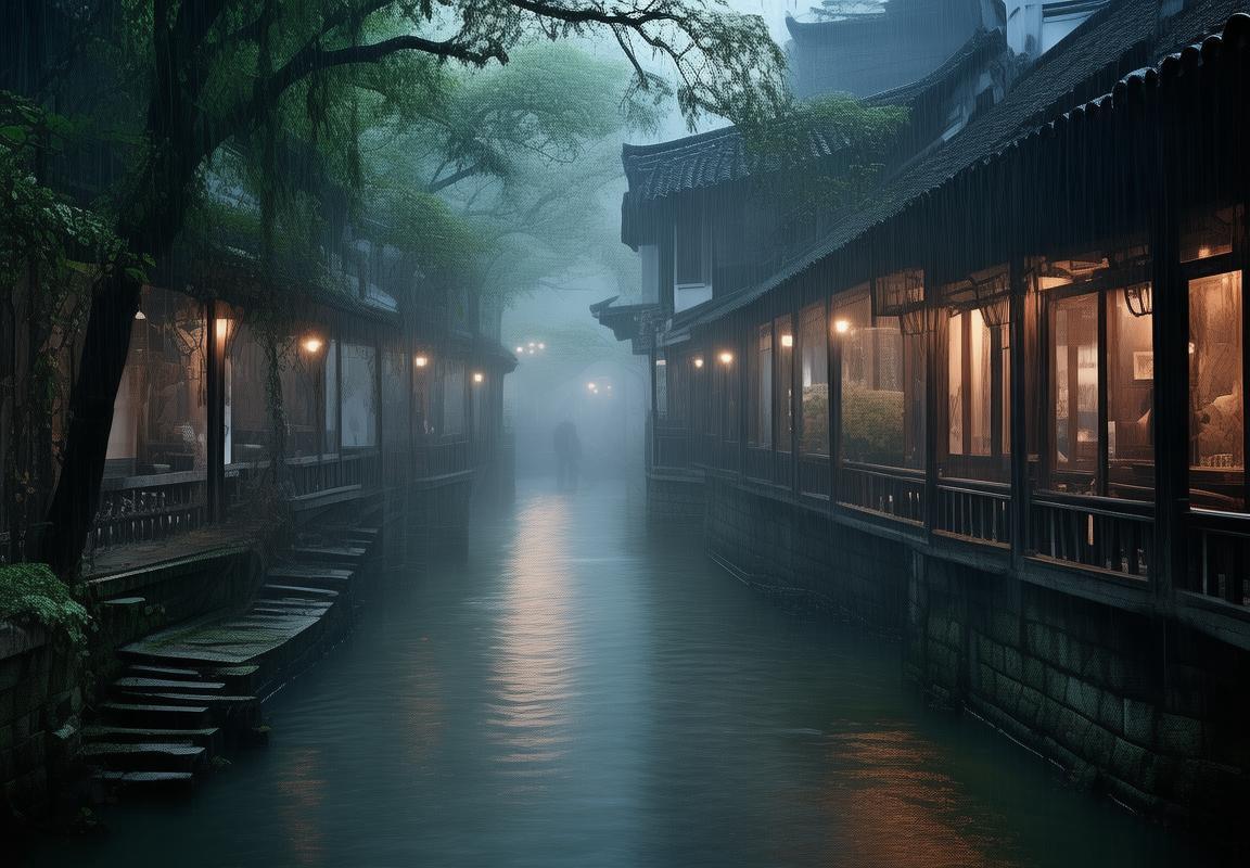 梦回江南水乡：烟雨朦胧古桥流水画卷