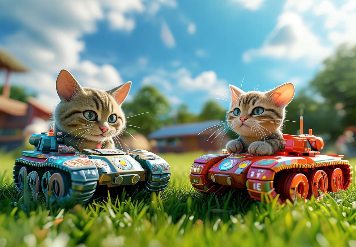 周末阳光下的猫和老鼠超合金坦克大战：小猫小老鼠坦克激战心跳加速