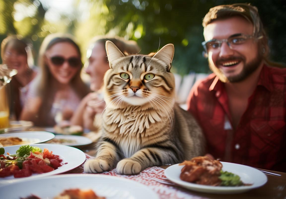 阳光明媚，汤姆猫引领的欢乐聚会：友谊与美食的温馨时光